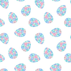 Watercolor Easter eggs. Watercolor seamless pattern in pastel colors for textile and wrapping paper. Cute Easter illustration