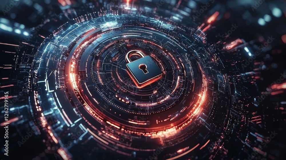 Poster cyber security and data protection involve securing internet networks, shielding business and financ