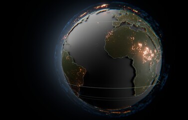 Digital Globe with City Lights