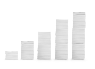 Stack of documents from low to high PNG transparent.