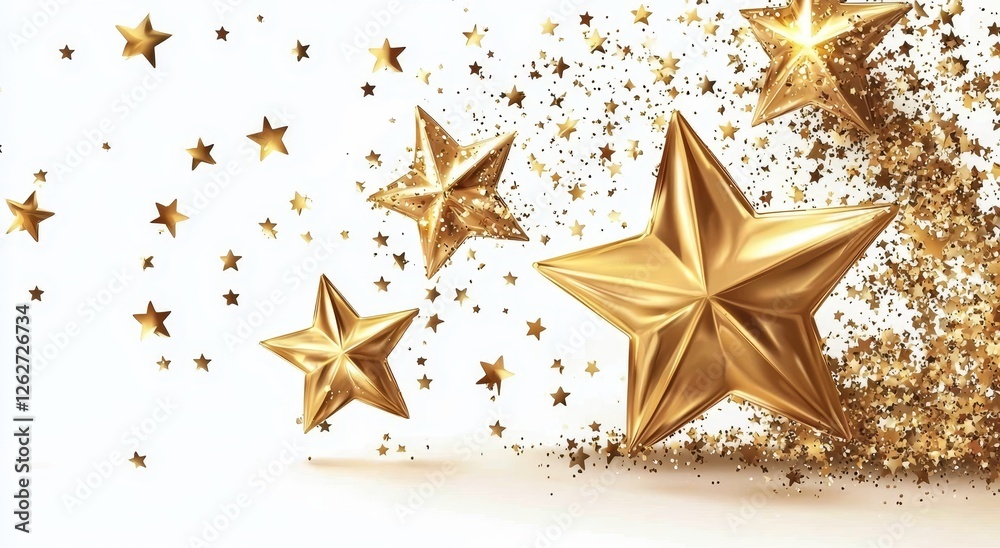 Wall mural gold sparkle twinkle splatter glitter border frame adorned with random luxury sparkling confetti and