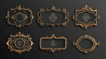 Set of luxury vintage frames, retro labels, badges, and banners for decorative elements 16:9 - Image #4 @fme39856