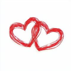 Romantic Intertwined Red Hearts Hand Drawn Love Symbol Valentine s Day Design