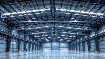 huge empty industrial warehouse . Generative AI