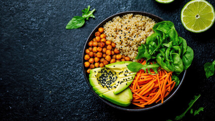 Healthy Vegan Bowl with Fresh Ingredients