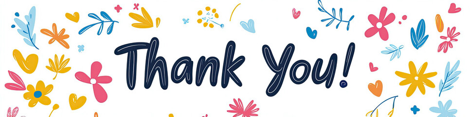 A heartfelt thank you message with colorful floral decorations