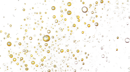 golden bubbles in water with a transparent background, PNG image, PNG file, Generative art.