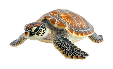 Swimming sea turtle ocean wildlife aquatic isolated on transparent background - Generative AI
