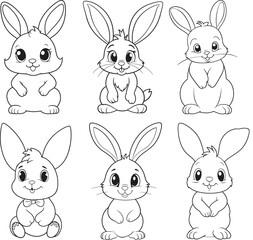Hand Drawn Baby Bunny Illustration Bundle 