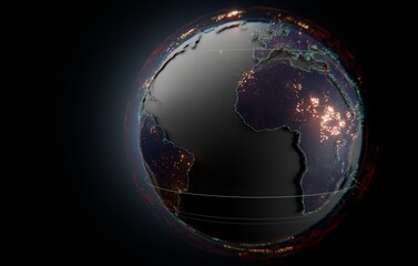 Digital Globe with City Lights