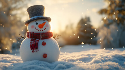 Obraz premium Festive Winter Snowman Scene