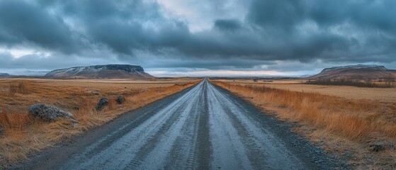 Obraz premium A scenic dirt road through open fields