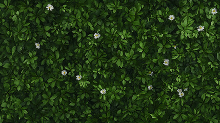 Obraz premium Lush Green Foliage with Delicate Daisies Serene Natural Background Organic Flora Peaceful Setting