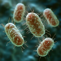 Fototapeta premium Microscopic view of bacteria in vibrant detail.