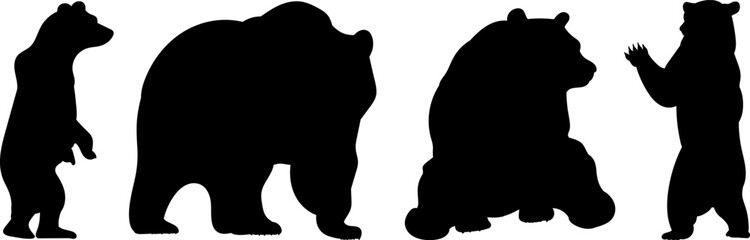 bears silhouette on white background vector