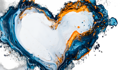 a painting of a heart made of blue and white paint PNG image, PNG file, Generative art.