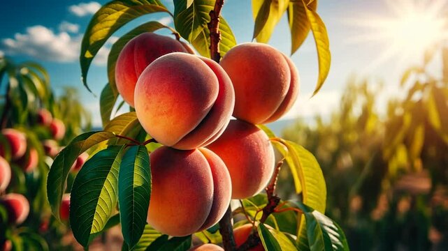 bunch of peaches on peach tree