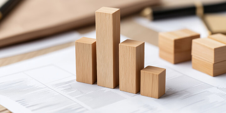 Building financial security with wooden blocks representing growth and stability. This symbolic image captures essence of investment and planning for prosperous future