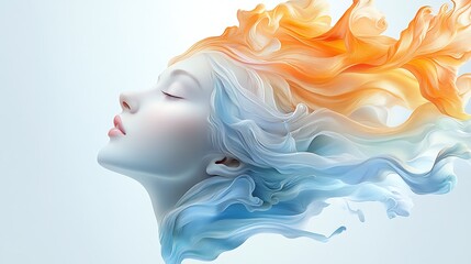 Fototapeta premium Ethereal artistic expression of flowing hair in modern digital studio artwork