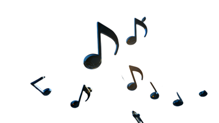 a bunch of musical notes on a transparent background, PNG image, PNG file, Generative art.