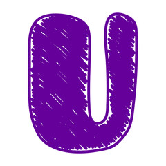 The letter U of the English alphabet. A children's alphabet with hand-drawn letters. The ABC