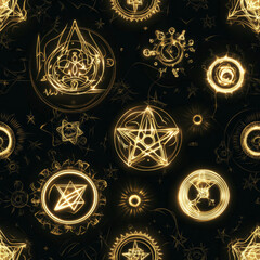 Obraz premium A mysterious magic spell pattern with glowing symbols and mystical energy