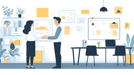 Business professionals shaking hands in modern office