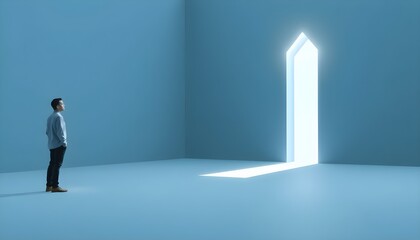 Obraz premium Walking Into Destiny: The Right Path Illuminated by a Radiant Door