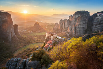 Fototapeta premium The Monastery of St. Rousanou is an Eastern Orthodox monastery that is part of the Meteora monastery complex in Thessaly, central Greece