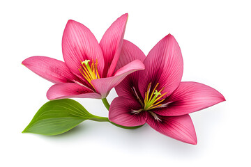 Pink Lotus flower blossom isolated on white background. Water lily flower close up