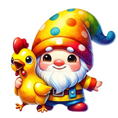 Obraz premium Gnome with a rubber chicken