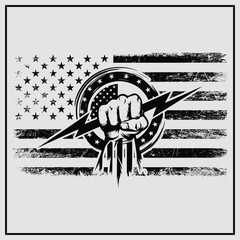 Lineman American flag Electric Cable Lineworker T-Shirt  Design, Funny Power Lineman Shirt, Lineman Usa Flag