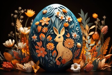 decorated and painted wooden easter egg