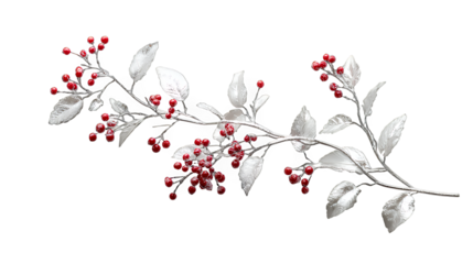 a branch of a plant with red berries on a transparent background, PNG image, PNG file, Generative art.