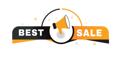 Best sale, label poster icon megaphone icon. Modern banner for web and advertising. Vector isolated.