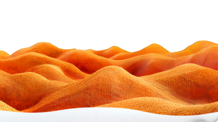 abstract landscape of orange fabric waving in the wind over a transparent background, of dunes and mountains PNG image, PNG file, Generative art.
