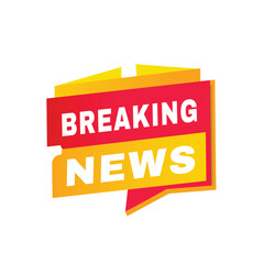Breaking news banner vector badge or tag design announcement template. Promotion marketing design isolated white background.