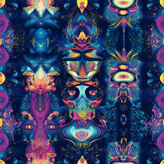 Fototapeta premium A surreal mirror world pattern where reflections come to life, creating new adventures in a parallel magical universe