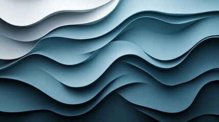 Obraz premium Abstract layered paper design in shades of blue and white