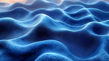 Obraz premium Abstract wavy blue surface, digital art, background, texture, design element