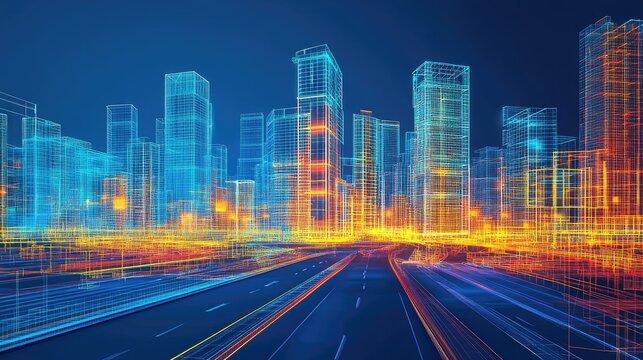 Urban landscape with digital construction models