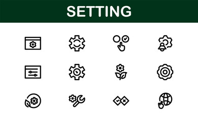 Settings Icon Pack. Scalable Vector Graphics for Adjustment, Optimization, and Fine-Tuning of Applications and Systems