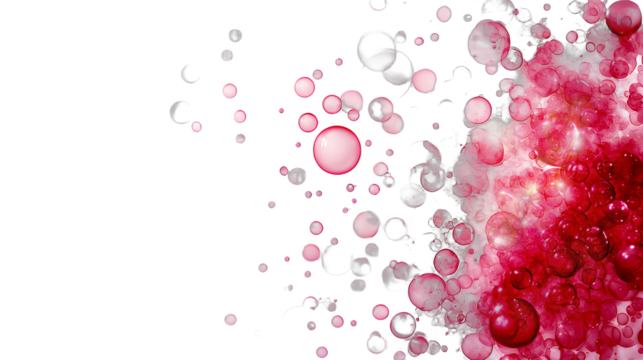 pink bubbles in water on a transparent background, PNG image, PNG file, Generative art.