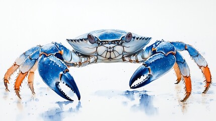 Watercolor Art of Blue Crab