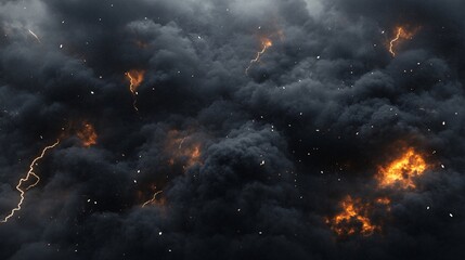 Fototapeta premium 3D illustration of a thunderstorm in the sky with lightning. Natural disaster.