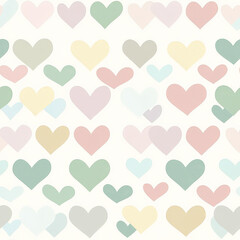 A symmetrical heart grid pattern, where perfectly aligned hearts in pastel tones create a structured and modern look for kids' room wallpaper