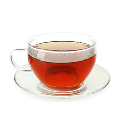 Refreshing black tea in cup isolated on white