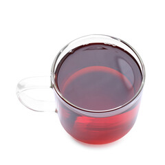 Refreshing black tea in cup isolated on white