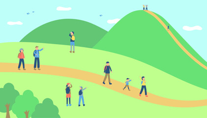 ハイキングをする人のイラスト