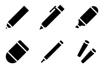 Writing and Drawing Supplies icon set